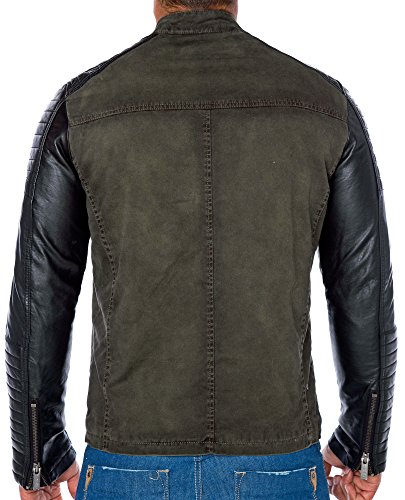 Red Bridge Hombres Chaqueta Cuero Sintético Transición Acanalada Moda Casuales Algodón Jacket