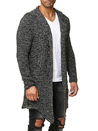 Redbridge Cárdigan Largo para Hombres Chaqueta De Punto Asimétrica Casual Gris M