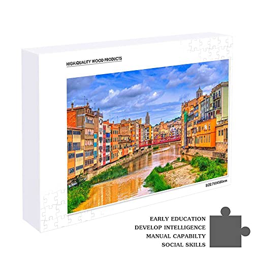 Redecor Rompecabezas de 500 piezas coloridas casas en Girona España para niños y adultos, multicolor