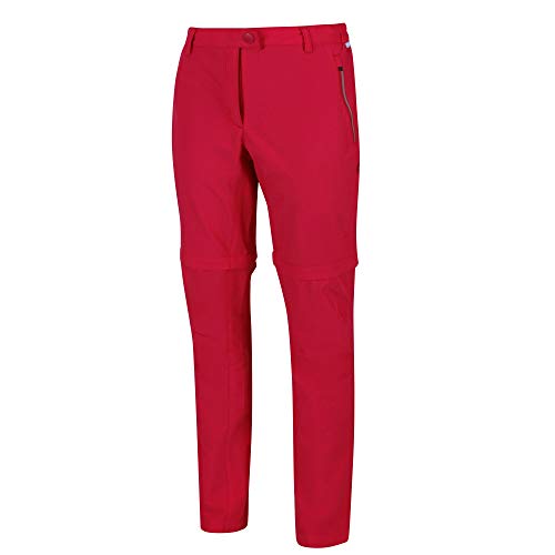 Regatta Highton Zip Off-Pantalón Corto De Senderismo Repelente Al Agua Trousers, Mujer, Dark Cerise, 12