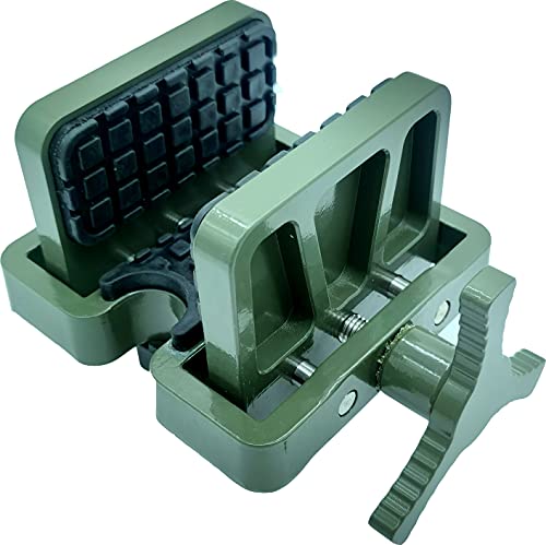 rípode de aluminio DeathGrip con diseño duradero, ligero y estable, nivel de burbuja y manejo manos libres para caza, tiro y actividades al aire libre (sillín verde militar para rifle de arma)