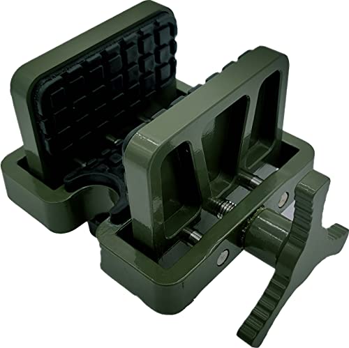 rípode de aluminio DeathGrip con diseño duradero, ligero y estable, nivel de burbuja y manejo manos libres para caza, tiro y actividades al aire libre (sillín verde militar para rifle de arma)