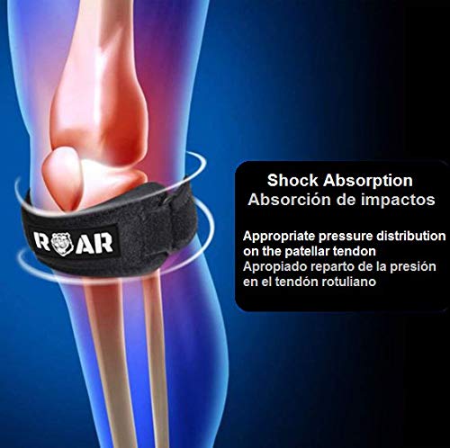 Roar® Pack 2X Rodillera Cinta Rotuliana, Rodillera Menisco, Cincha Rotuliana, Rodilleras Menisco y Ligamento, Rodillera Neopreno, Rodillera para Menisco, Rodilleras Condromalacia Rotuliana