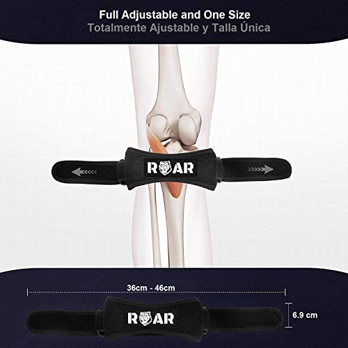 Roar® Pack 2X Rodillera Cinta Rotuliana, Rodillera Menisco, Cincha Rotuliana, Rodilleras Menisco y Ligamento, Rodillera Neopreno, Rodillera para Menisco, Rodilleras Condromalacia Rotuliana