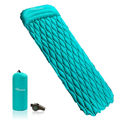 Ryaco Esterillas Inflables, Portátil Ultraligero Esterilla Acampada Camping, Colchon Acampada, Colchones de Aire con Almohada Impermeable, Resistente a Humedad para Viajes, Senderismo y Escalada