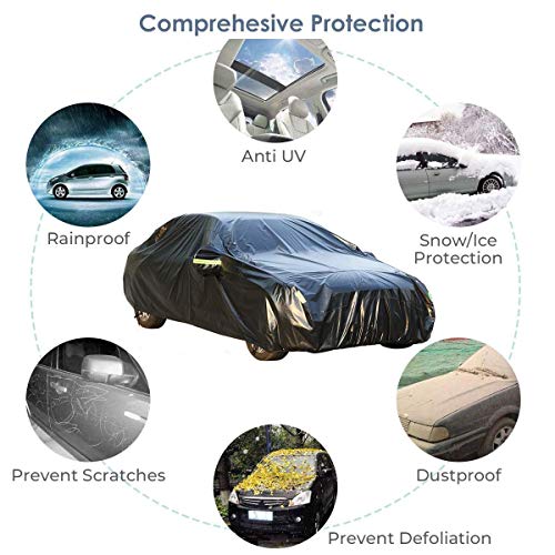 Sailnovo Funda para Coche Exterior Impermeable Negro (Sedan/ 440 * 180 * 160cm/ 210T)