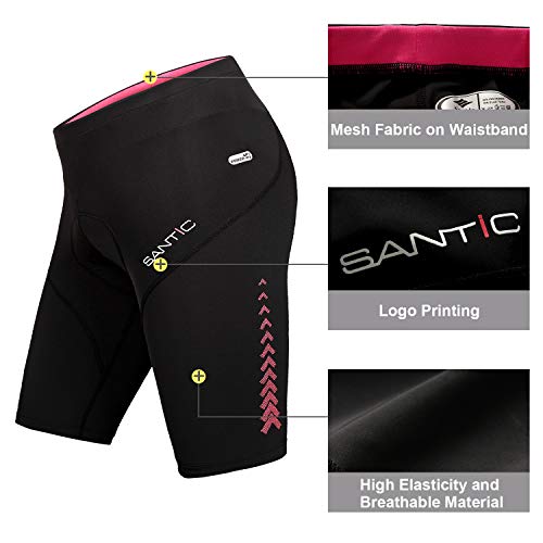 Santic Culote Ciclismo Mujer Corto Culote Bicicleta para Mujer Pantalon Corto Ciclismo con Badana para Mujeres Negro EU M