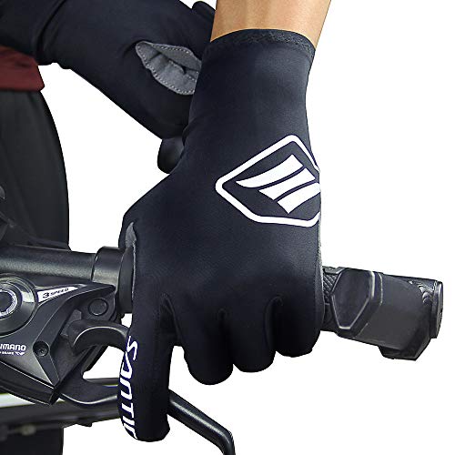 Santic Guantes Ciclismo Invierno Guantes Bicicleta Montaña Carretera Completo Dedo para Hombres y Mujers Ciclistas Negro S