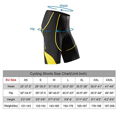 Santic Pantalon Ciclismo Hombre Corto Pantalones Bicicleta Hombre Montaña/MTB Acolchado con Badana/Almohadilla Amarillo EU L