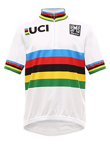 Santini Replica UCI World Champion - Jersey de manga corta para niños, color Blanco, talla 9 años