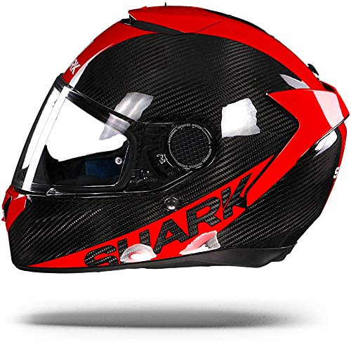 Shark - Casco de moto SPARTAN CARBON SKIN DRR, negro y rojo, talla M.