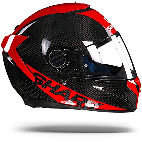 Shark - Casco de moto SPARTAN CARBON SKIN DRR, negro y rojo, talla M.