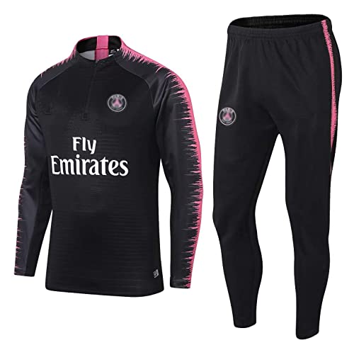 SHCOOCY Chándales de fútbol Portugal para hombre, chándal de entrenamiento de fútbol para club de fútbol PṢG chándal de manga larga para adultos Paris, primavera y otoño unisex (Negro 2, l)