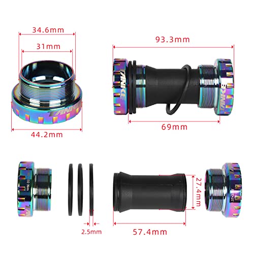 SHHMA Bike BB Screw-In Crankset Axle Bearing Screw-In Bottom Bracket 68-73mm BB92 Chain Wheel Bottom Bracket for BMX Mountain Road Bike,Vistoso