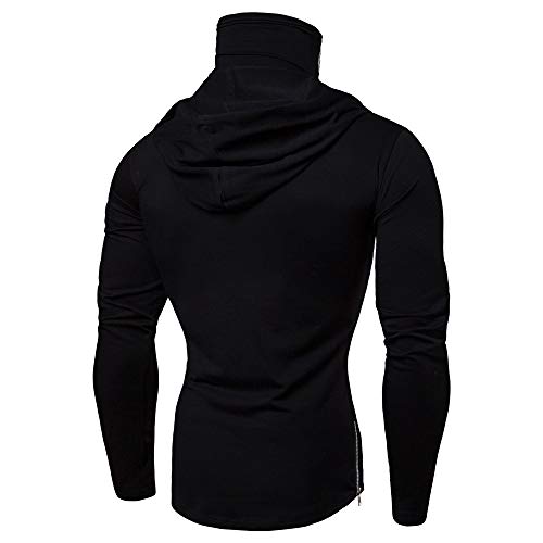 SHOBDW Liquidación Venta Chaqueta con Capucha Talla Grande Invierno Hombre Cara Parabrisas Deportiva Sudadera Pullover Larga Jersey Manga Larga Elástico Gruesos Cálido Estilo Deportivo(Black,XXL)