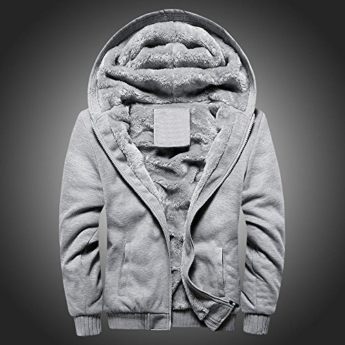 SHOBDW Sudadera con Capucha Hombre Invierno Barato Básico Hoodie Manga Larga Espesar Suéter Cordón con Cremallera Elástico Gruesos Cálido Estilo Deportivo Talla Grande(Gris,XXL)