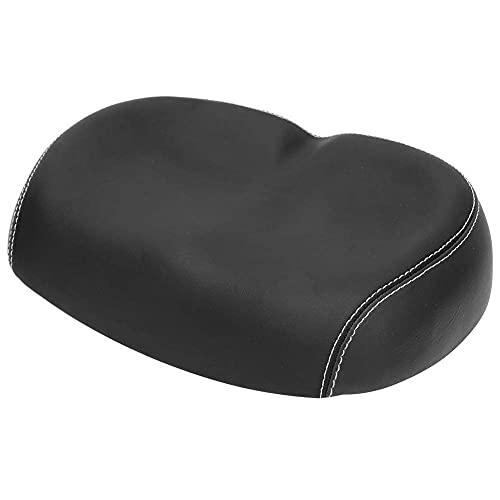 Sillín de Bicicleta ergonómico sin Nariz, cojín de Asiento de Bicicleta de Espuma de Cuero PU, amortiguación Transpirable cómoda y Suave Reemplazo de Asiento de Bicicleta Suave(Negro)