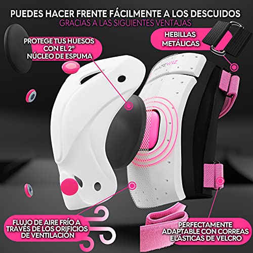 SKATEWIZ Protect-1 - Tamaño M en Rosa - Rodillera para Deportes - Velo niño de 2 años - protección de Rodillos Infantiles - protección Infantil