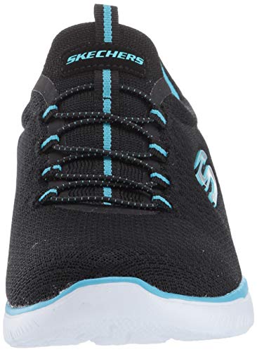 Skechers Sport Women's Summits Sneaker,black/turquoise,10 M US