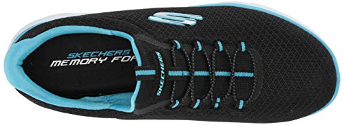 Skechers Sport Women's Summits Sneaker,black/turquoise,10 M US