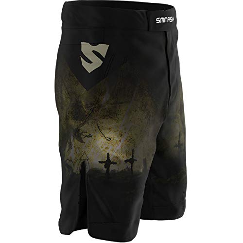 SMMASH Night Shift Deporte Profesionalmente Pantalones Cortos MMA para Hombre, Shorts MMA, BJJ, Grappling, Krav Maga, Material Transpirable y Antibacteriano, (L)