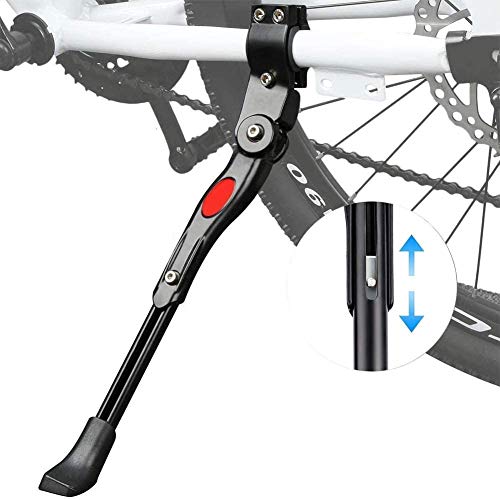 Soporte Lateral de Bicicleta Ajustable, Caballete Lateral de Bicicleta de Aluminio con Llave Hexagonal y Pie de Goma, Compatible para Bicicletas Niños y Adultos, MTB y Bici de Carretera