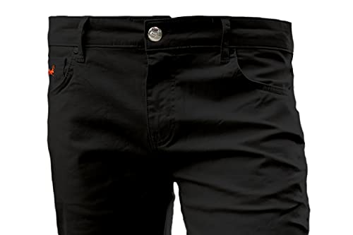 strongAnt® - Milano Pantalones Elasticos Hombre, 5 Bolsillos de algodón Estilo Jeans 260 g - Business Pantalón Elegantes clásico - Hecho en la UE - Negro 44