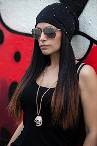 styleBREAKER Gorro Beanie clásico con Elegantes Aplicaciones de Remaches de estrás, Unisex 04024037, Color:Gris