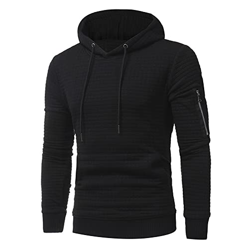 Sudadera Capucha Hombre Regular Fit Empalme Manga Larga Suéteres Hombres Cremallera Decoración Diseño Moda Sudadera Hombres Fitness Entrenamiento Correr Pullover Hombres