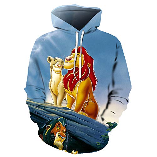 Sudadera Deportiva con Capucha para Hombre Y Mujer, Sudadera con Capucha con Estampado 3D De Rey León De Dibujos Animados, Jersey Informal De Manga Larga con Cuello Redondo, Talla-6Xl-Lms1146_XL