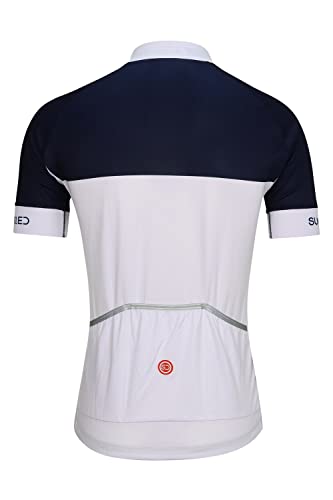 SUNDRIED Hombre Retro Manga Corta Maillot de Ciclismo Bicicleta de Pista Top Ciclismo Bicicleta de Montaña Equipo para Ciclismo (Azul Marino, XL)