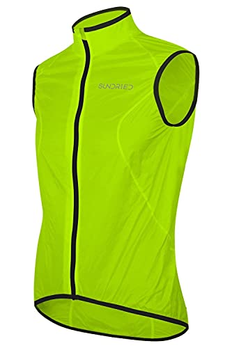 SUNDRIED Paquete de Gilet Ciclismo Correr a Prueba de Viento Resistente al Agua Deporte Chaleco Reflectante Chaleco Ultra Ligero (Negro, XS)