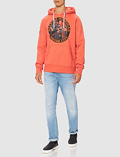 Superdry Heritage Mountain Hood Sudadera con Capucha, Flare Orange, L para Hombre