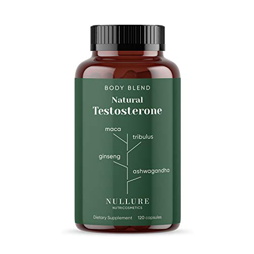 Testosterona Hombre Natural Nullure | Mejora Rendimiento y Potenciador del Deseo Masculino - Maca + Zinc + Ashwagandha + Ginseng + Tribulus Terrestris + Vitamina D + Fenogreco - 120 cápsulas (2 meses)