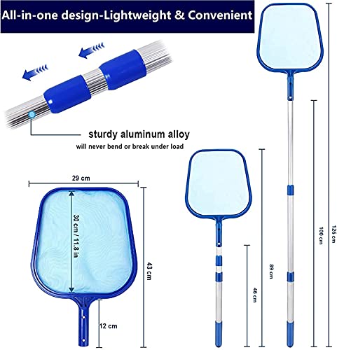 TFR Recogehojas para Piscinas, Pool Net Leaf Skimmer, Red para Piscinas con Poste de Aluminio de 1,2 m Recogehojas Piscina, Limpia Piscinas Red