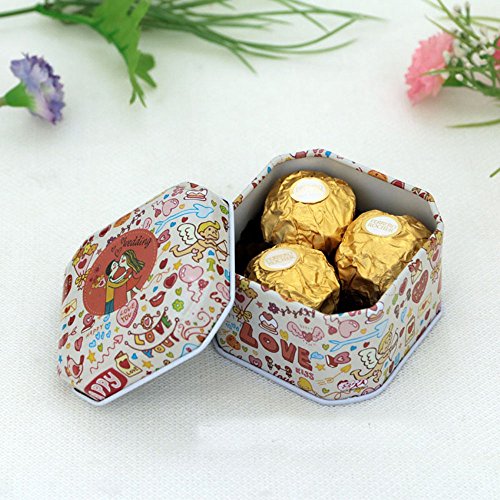 TooGet Elegantes Latas Vacías, Shabby Chic Mini-Cajas para Velas DIY, Almacenamiento en Seco, Especias, Té, Dulces, Regalos para Fiestas, Y Regalos - Color Al Azar(Cuadrado) - 6PCS