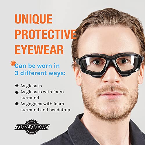 ToolFreak Spoggles Gafas de Seguridad para Trabajo y Deporte, Lentes Transparentes