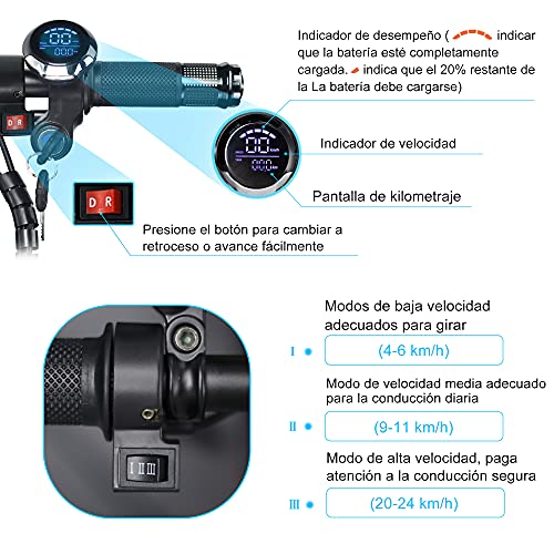 TopMate ES32 Triciclo Eléctrico Plegable Patinete para Adulto, Scooter Electrico 3 Ruedas con Función de Marcha Atrás y Pantalla LED, Bicicletas Eléctrico Ligero con Neumáticos de 10" para Viajes