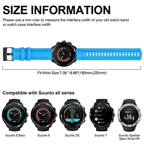 TOPsic Suunto 9 Baro Correa, Silicona Suave Bandas Repuesto Accesorio Deportiva Pulsera para Suunto 9 Baro/Suunto 7/Suunto 9/Suunto D5/Suunto Spartan Sport Wrist HR Smart Watch