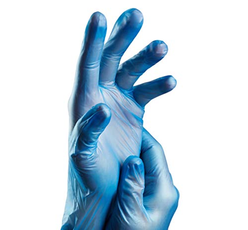 TouchGuard - Guantes de vinilo azules desechables sin polvos, caja de 100 unidades, medianos