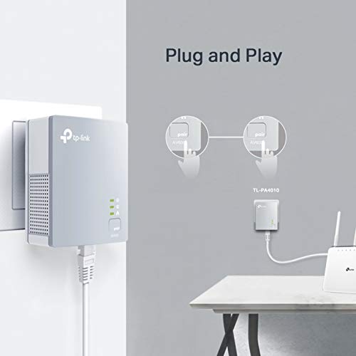 TP-Link TL-PA4010KIT - Adaptadores por Línea Eléctrica (AV 600 Mbps, PLC, Extensor, Repetidores, Amplificador, 2 Puertos, Películas, TV Plug & Play, compatible)