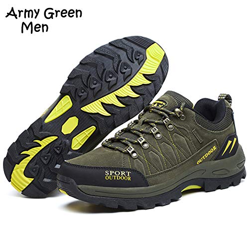 Unitysow Zapatillas de Senderismo Hombres Al Aire Libre Zapatillas de Trekking Impermeables Zapatillas de Montaña Botas de Senderismo Antideslizantes Camping Escalada Sneakers,Army Green,EU45