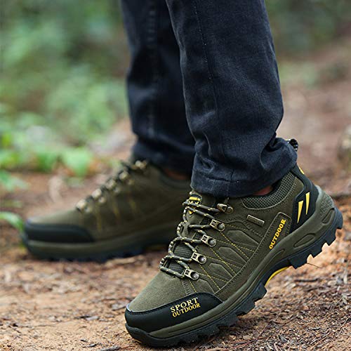 Unitysow Zapatillas de Senderismo Hombres Al Aire Libre Zapatillas de Trekking Impermeables Zapatillas de Montaña Botas de Senderismo Antideslizantes Camping Escalada Sneakers,Army Green,EU45