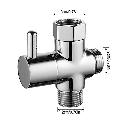 Válvula desviadora de brazo de ducha de 3 vías, válvula de ángulo de baño G1 / 2 para adaptador de ducha de latón macizo Desviador de flujo para ducha de mano Componentes universales de ducha, cromo