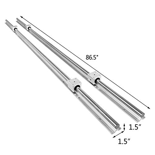 VEVOR Eje de Guía Deslizante de Revestimiento SBR20-2,200 mm de 20 mm, Juego de Guías de Rodamiento Lineal con CNC de 2 Rieles + 4SBR20UU Rodamiento Bloque CNC, Varilla para Guía Lineal