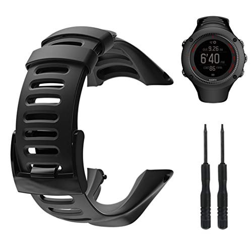 Vindar Correa de Repuesto de Goma Suave para Suunto Ambit 1/2 / 2S / 2R / 3 Sport / 3 Run / 3 Peak, Todo Negro