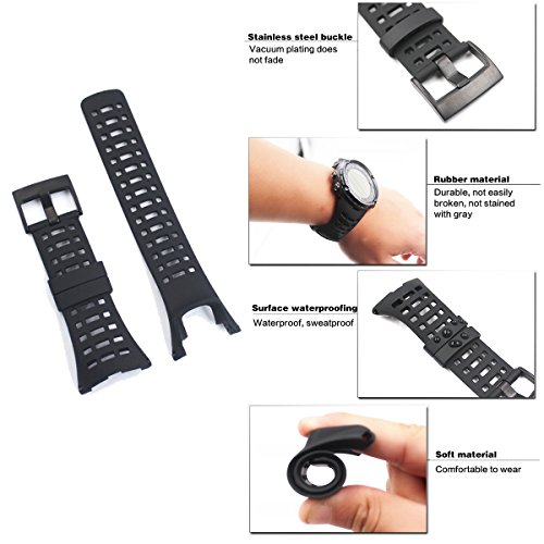 Vindar New Watch Band Correa de Goma Flexible Reemplazo de Reloj de Pulsera Compatible con Suunto Ambit 1/2 / 2S / 2R / 3 Sport / 3 Run / 3 Peak (Negro, Incluye 1 * Destornillador)