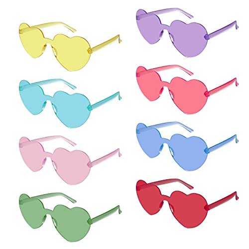 Weinsamkeit Corazón Gafas, Gafas de Sol Retro sin Montura 8, Gafas de Sol en Forma de Corazón ,gafas de Fiesta de Carnaval para Hombres Y Mujeres Son Las Mejores Decoraciones para Navidad