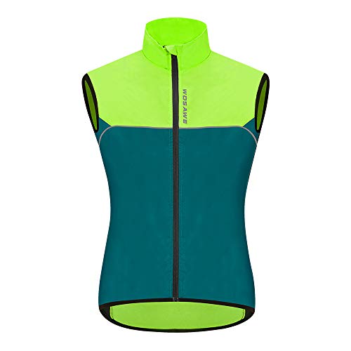 WOSAWE Chaleco de ciclismo para hombre Ligero y transpirable al aire libre Correr sin mangas Chaquetas de ocio Ropa deportiva(Armada XL)