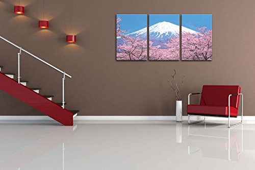 WTD - Lienzo decorativo para pared (3 piezas), diseño de flores de cerezo Fuji